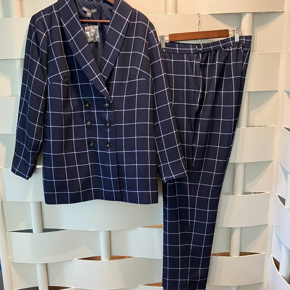 Jessica London Navy & White 2PC Pantsuit 14W